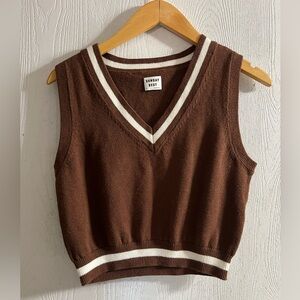Sunday Best Aritzia Sweater Vest Brown Knit Tennis Cricket Women Sz Medium